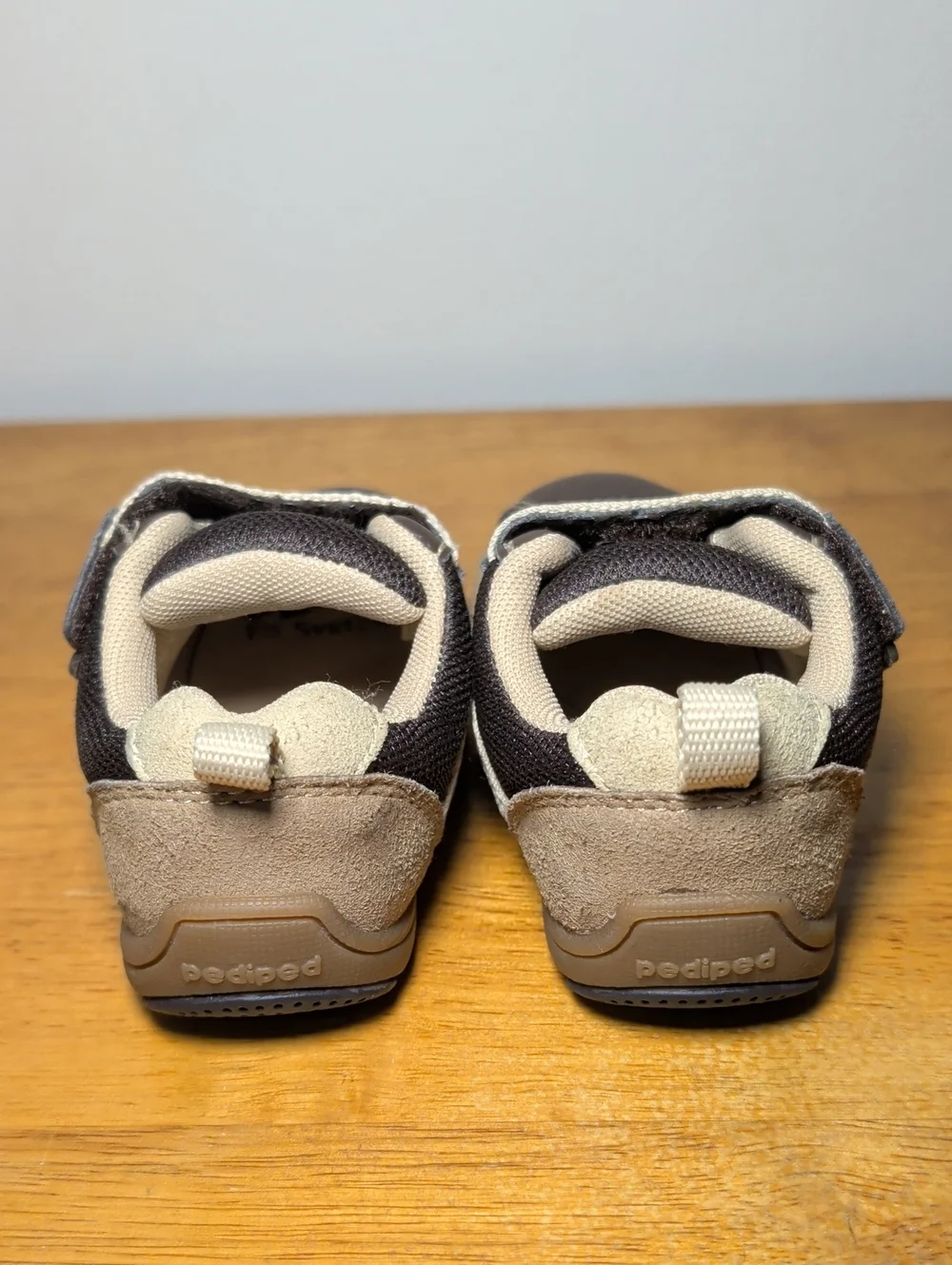 Pediped Flex Adrian Sneakers Brown Tan Hook & Loop Closure Toddler Boys Size 6